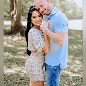 Plaid Light Blue & Peach Dress